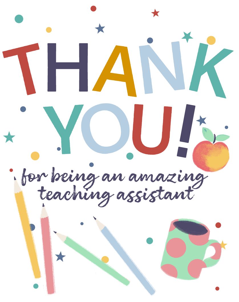 Card design "Teaching Assistant thank you card - group ecard"
