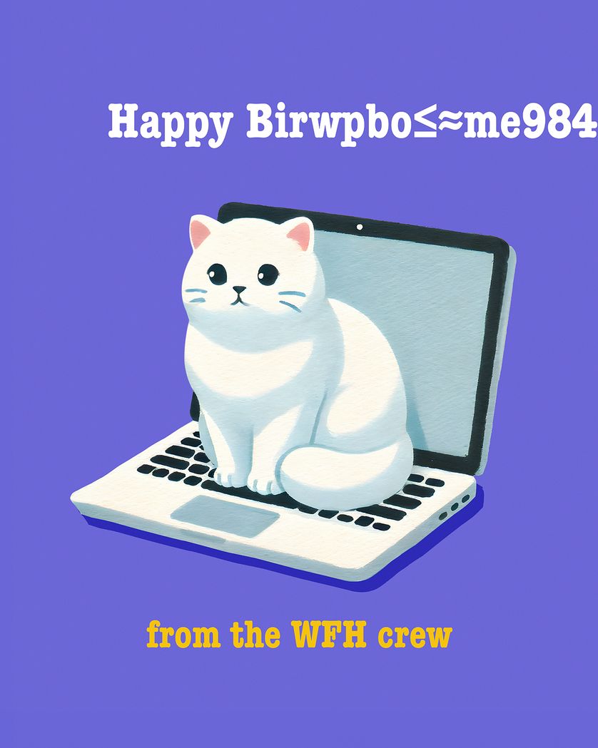 Card design "Cat on a laptop - Birthday card for remote worker"