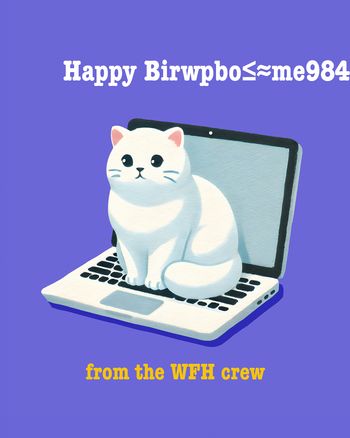 Use Cat on a laptop - Birthday card for remote worker