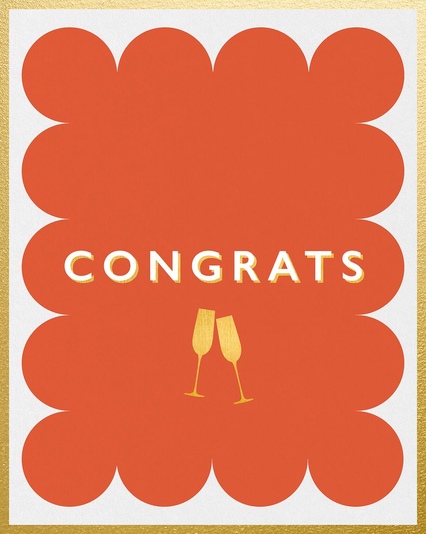 Card design "Classic Type Congrats Flutes Gold details Card - group card"