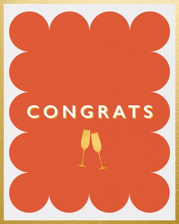 Use Classic Type Congrats Flutes Gold details Card - group card
