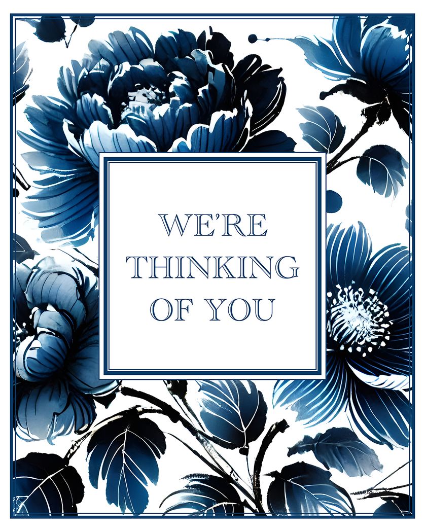 Card design "Blue Floral - sympathy group ecard"