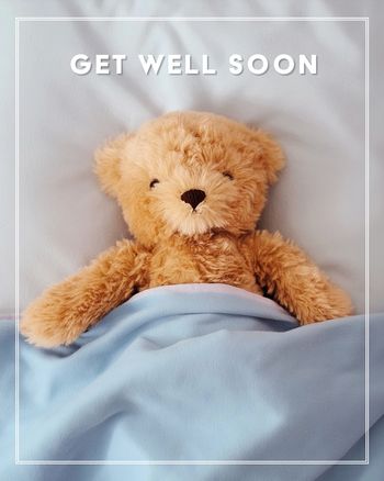 Use Cute Teddy Bear in bed - group get well ecard