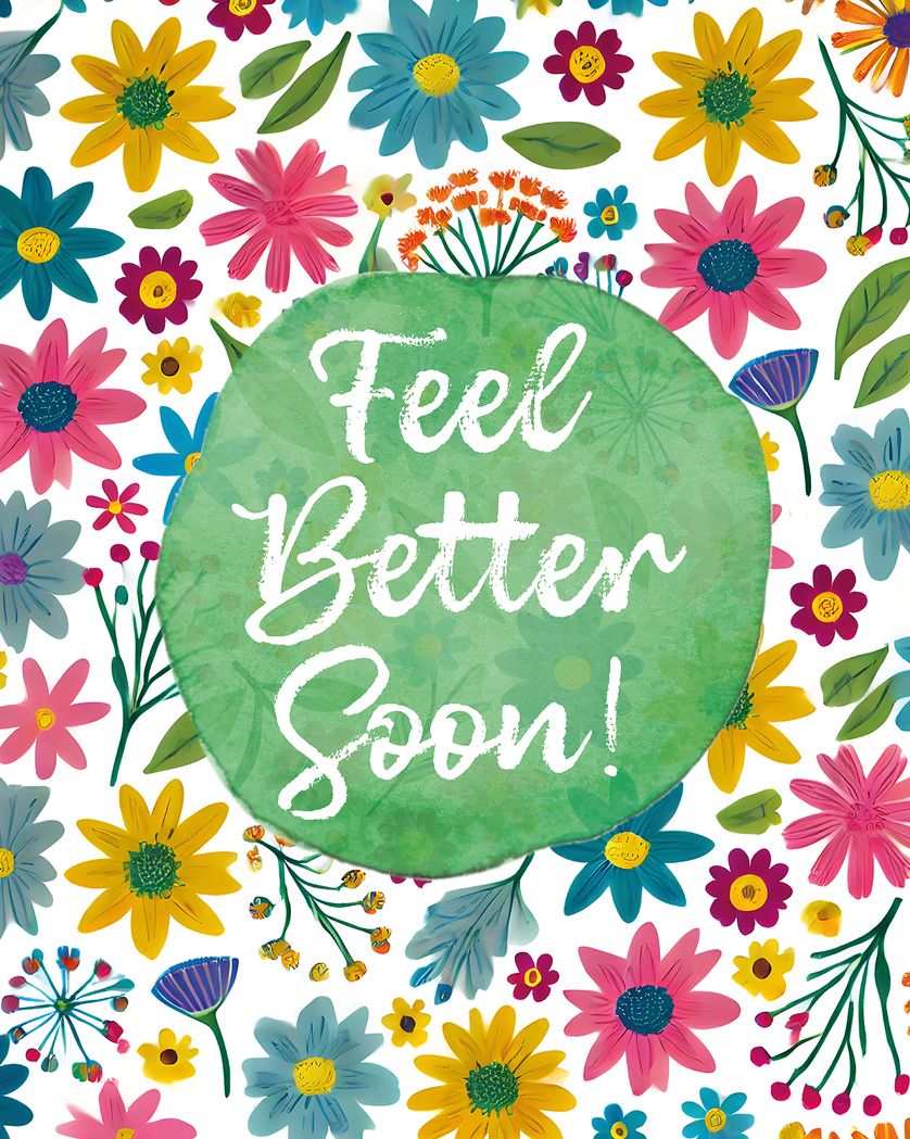 Card design "Get Well Flower Pattern - Get well group card"