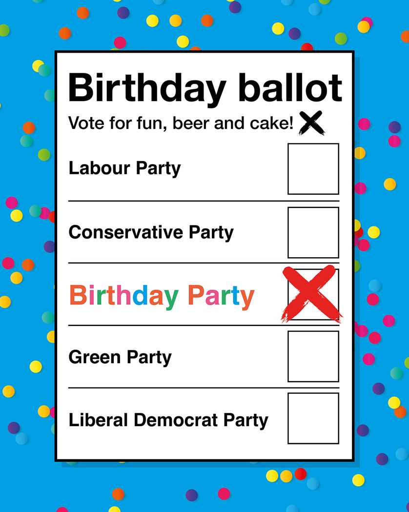 Card design "General Election - Birthday group card"