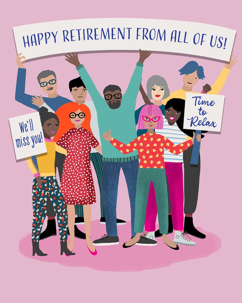 Card design "Team Retirement - group retirement card"