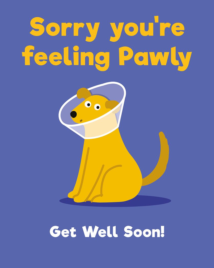 Card design "dog in a cone - Group Get well card "