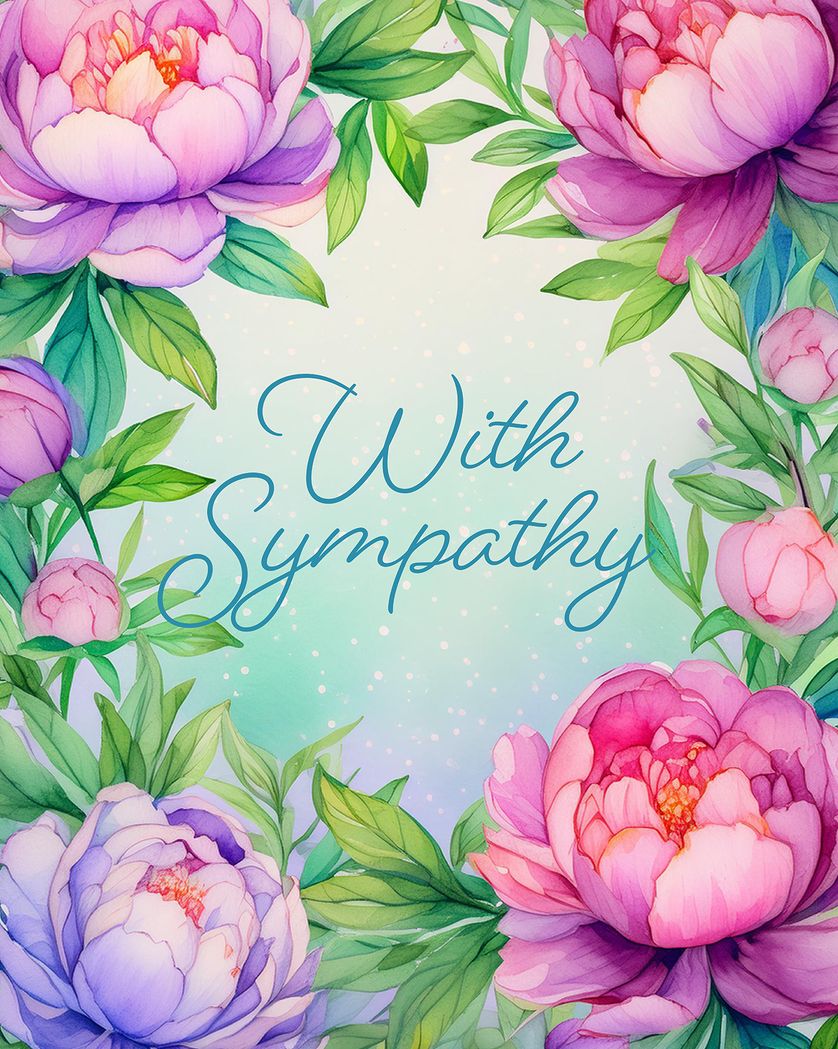 Card design "Peonies group sympathy ecard"