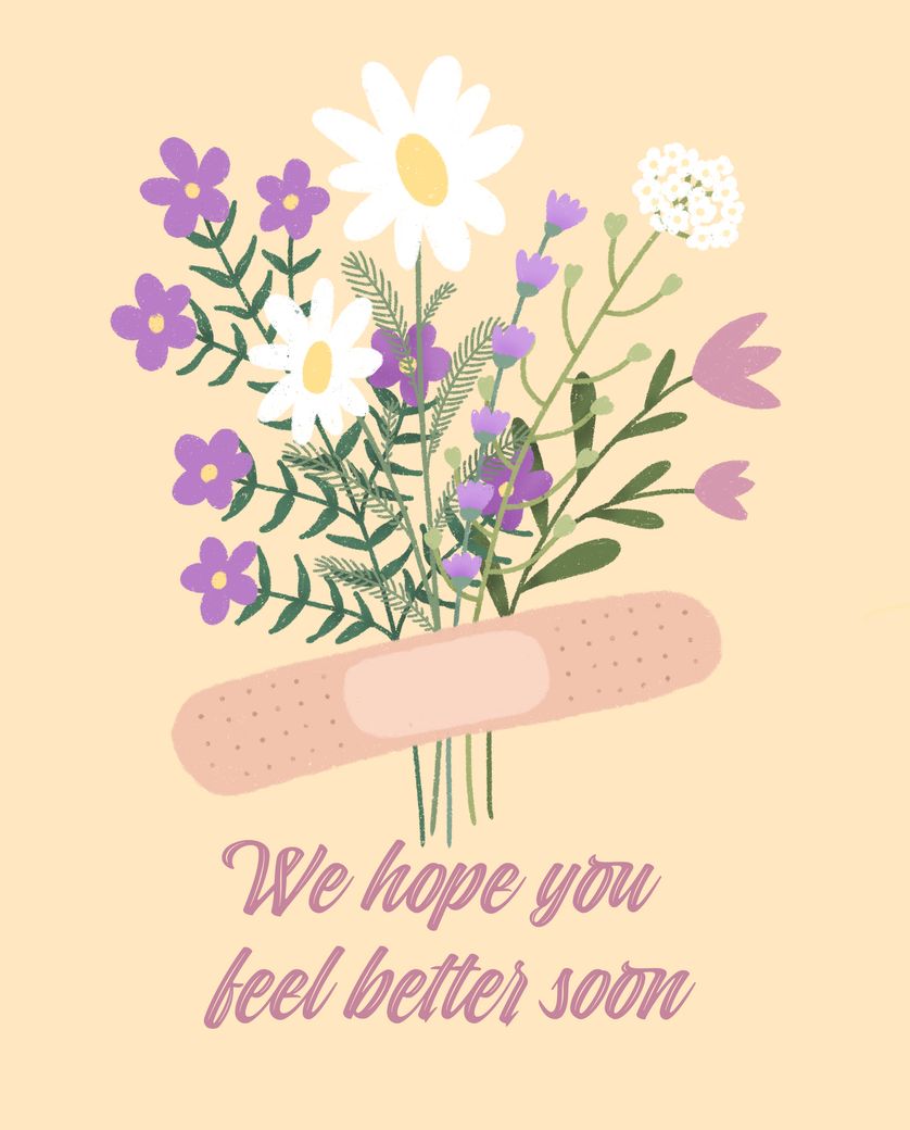 Card design "Plaster and bouquet - group get well card"