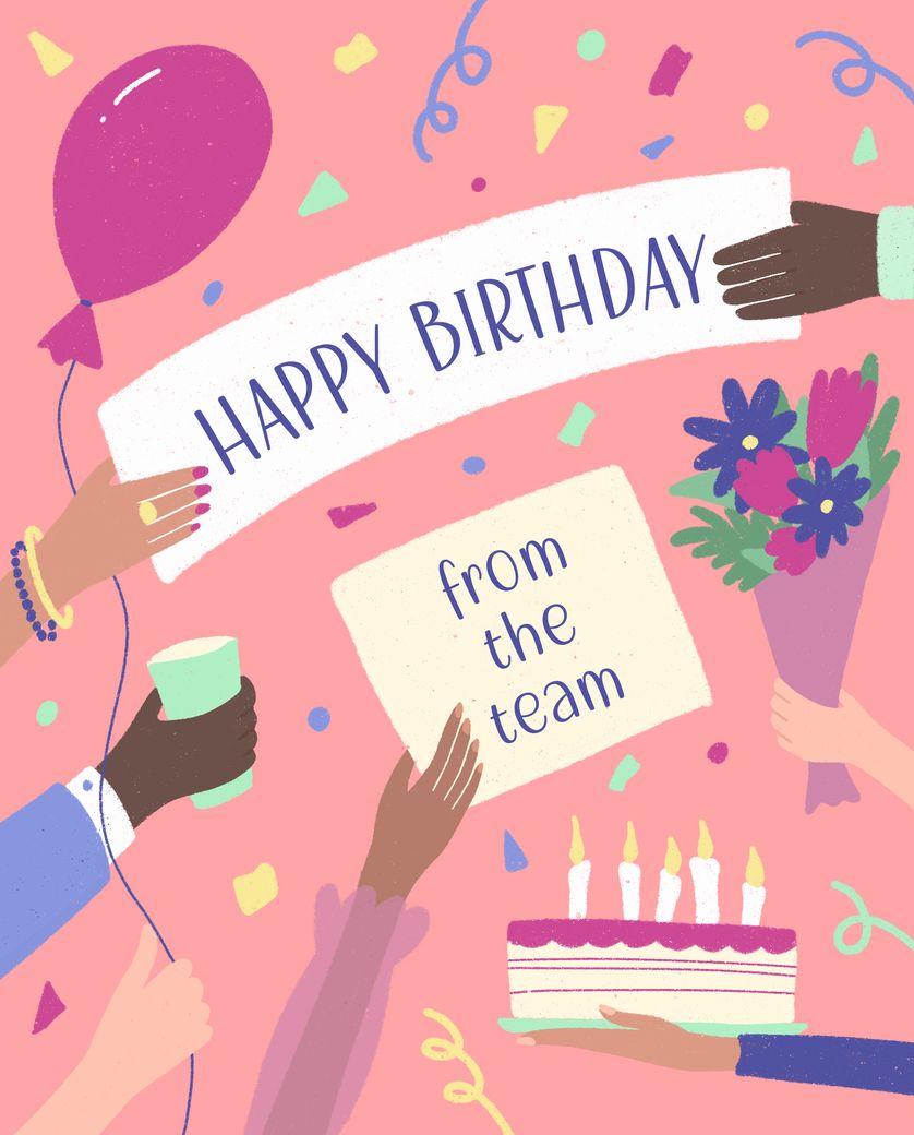 Card design "Team Birthday greetings"