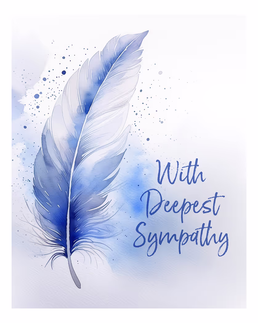 Card design "Feather Sympathy Card - group card"