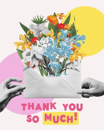 Use Flowers in envelope - Thank you group ecard