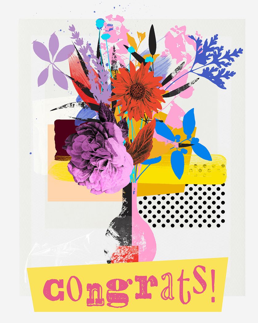 Card design "Vase of flowers - Congratulations group ecard"