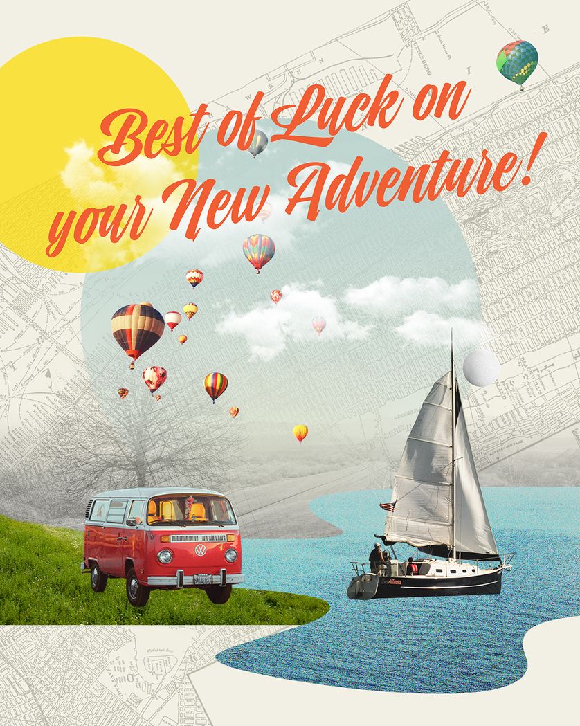 Card design "collage adventure - Leaving group ecard"