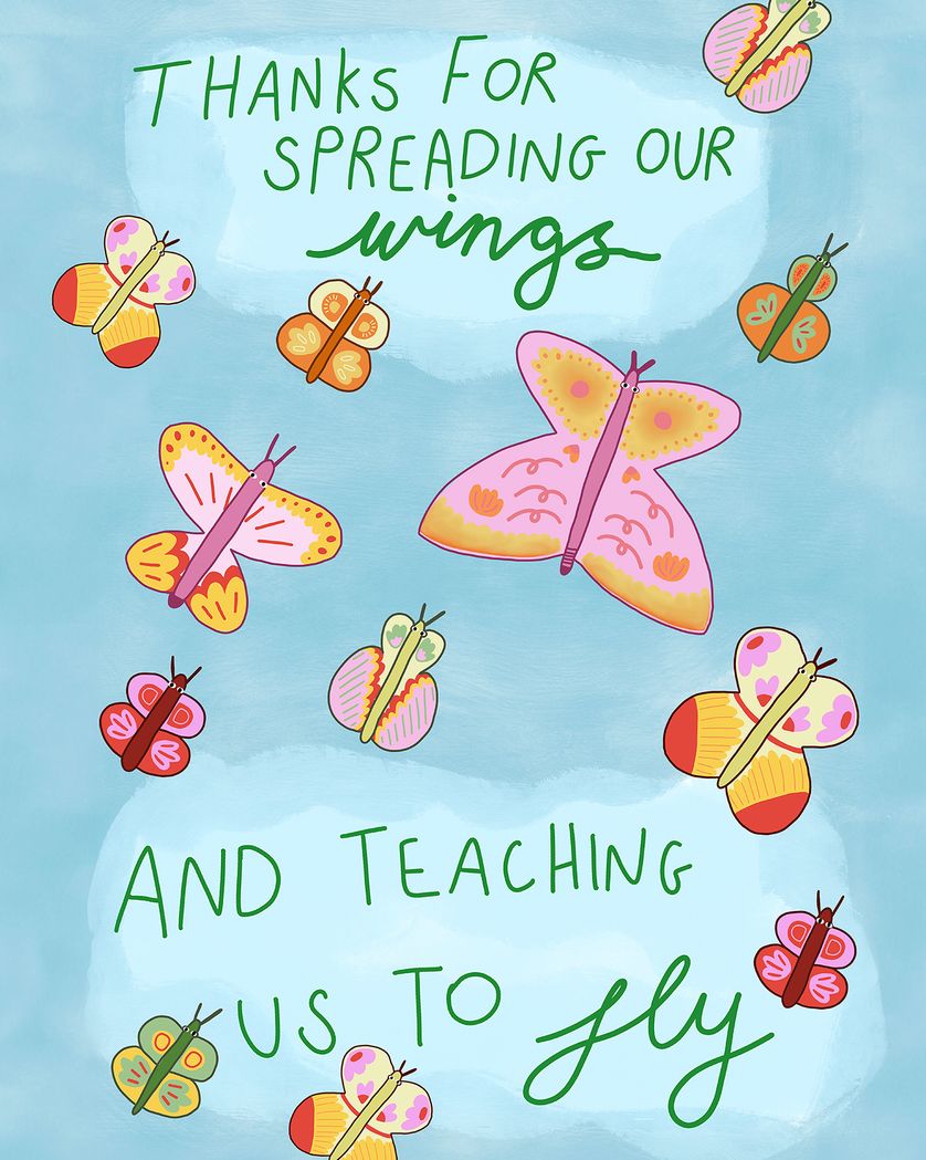 Card design "Butterflies -Thank you teacher group card"