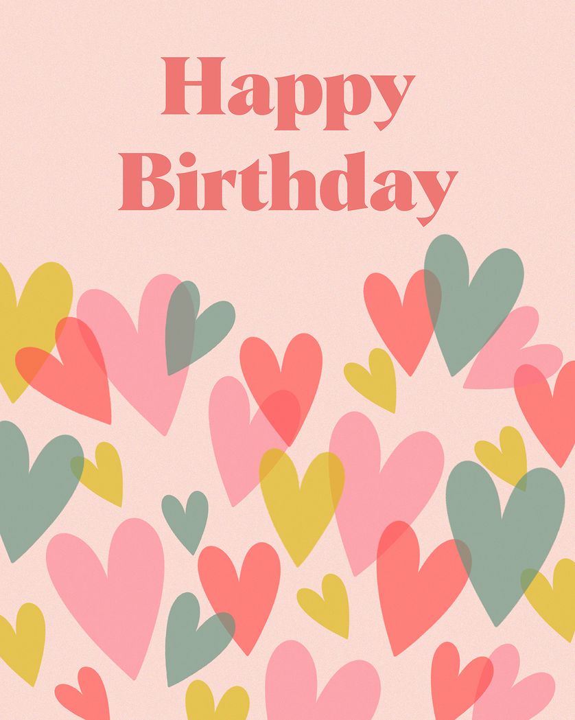 Card design "Heart confetti - Group Birthday ecard"