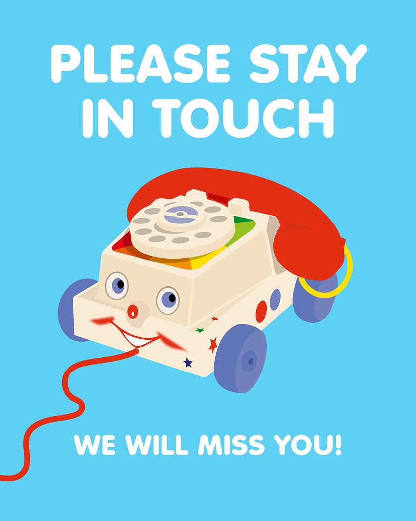 Card design "Fisher Price telephone - group leaving ecard"