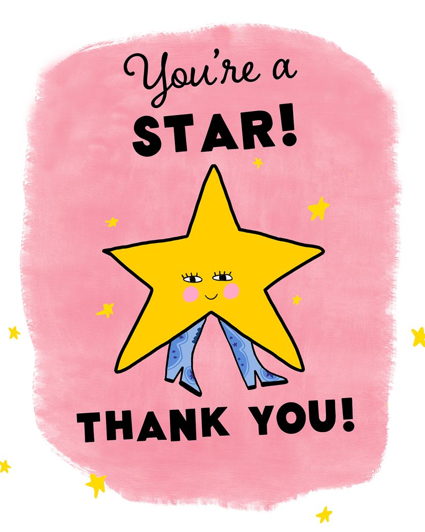 Card design "Cowgirl star - thank you ecard"