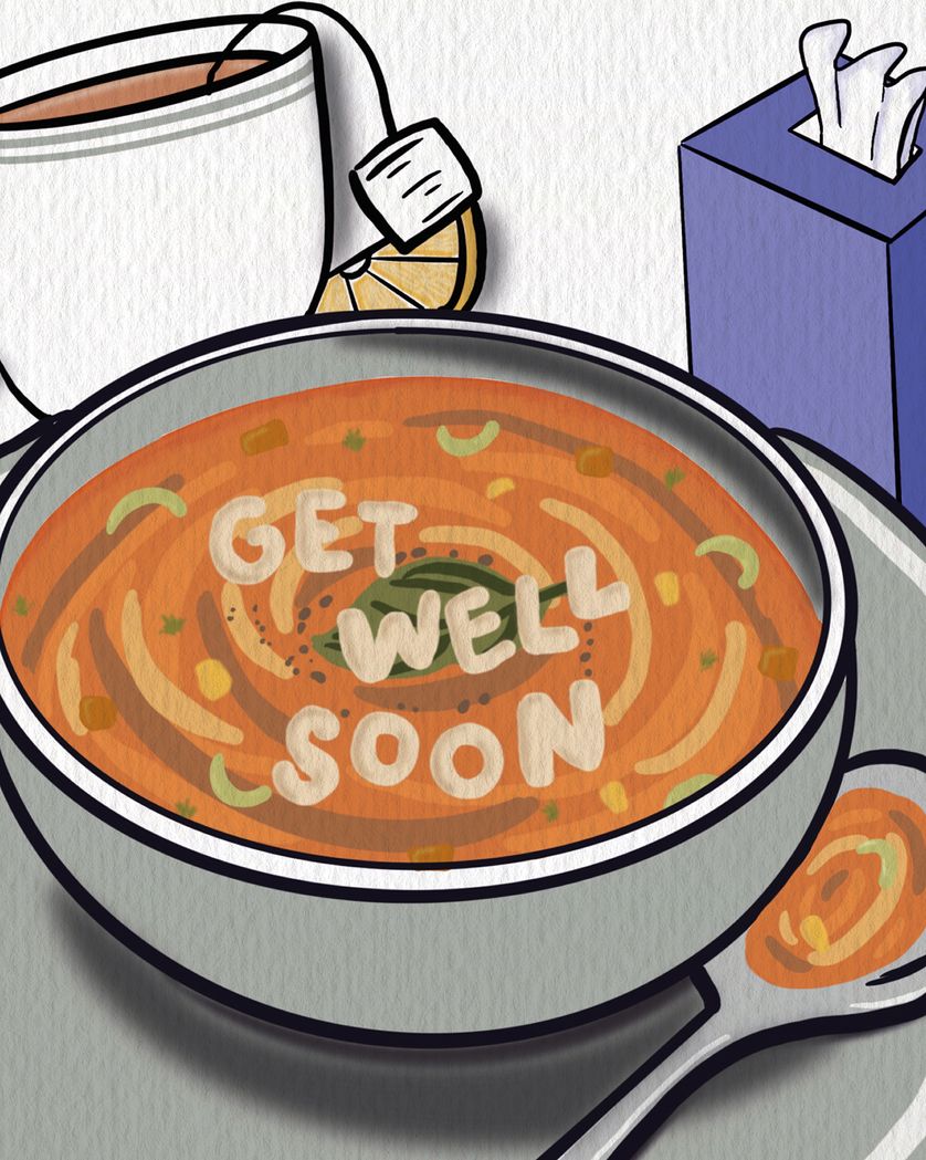 Card design "Alphabet soup - Group get well ecard"