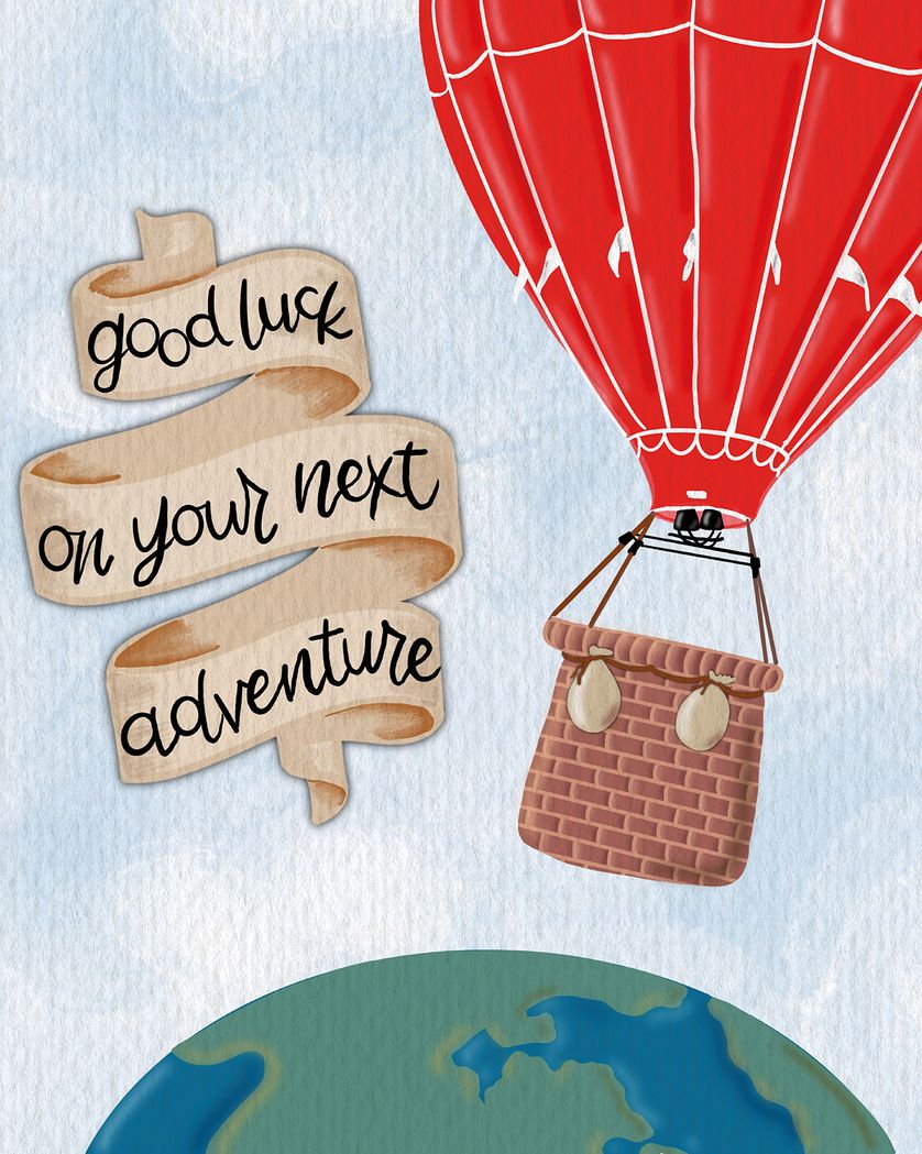 Card design "Balloon and globe - Group leaving ecard"