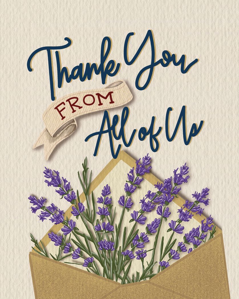 Card design "Envelope of lavender - Group thank you ecard"