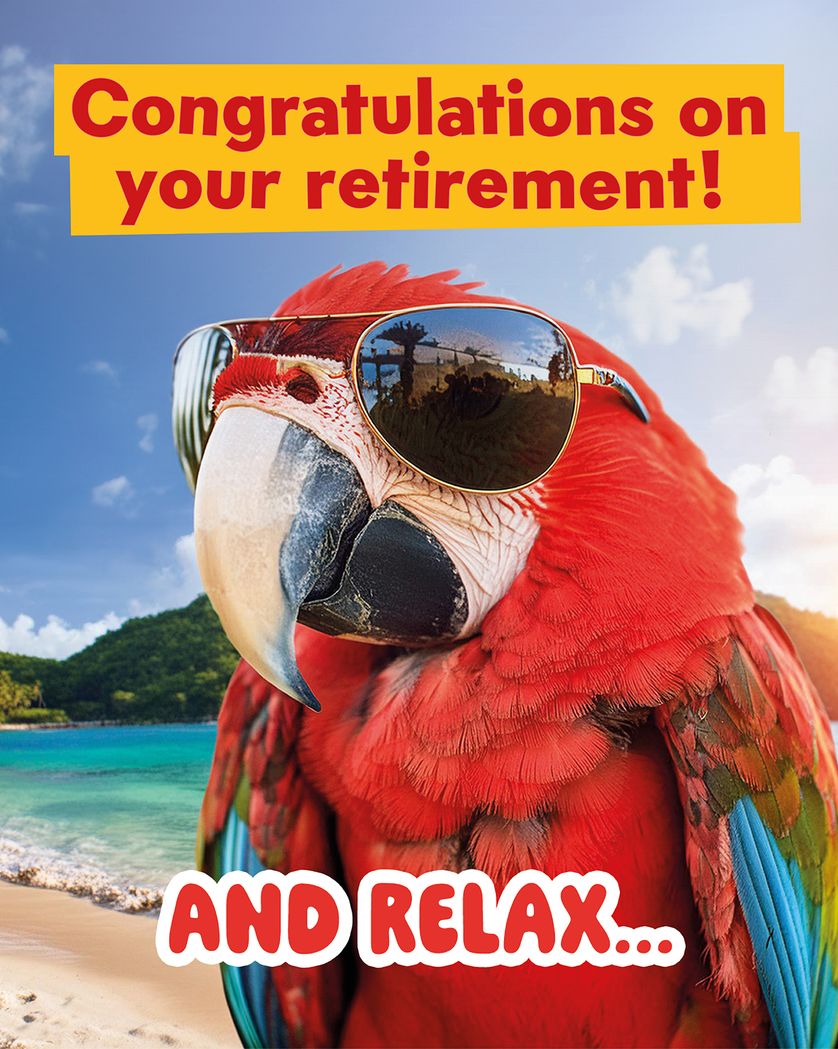 Card design "Parrot - Group retirement card"