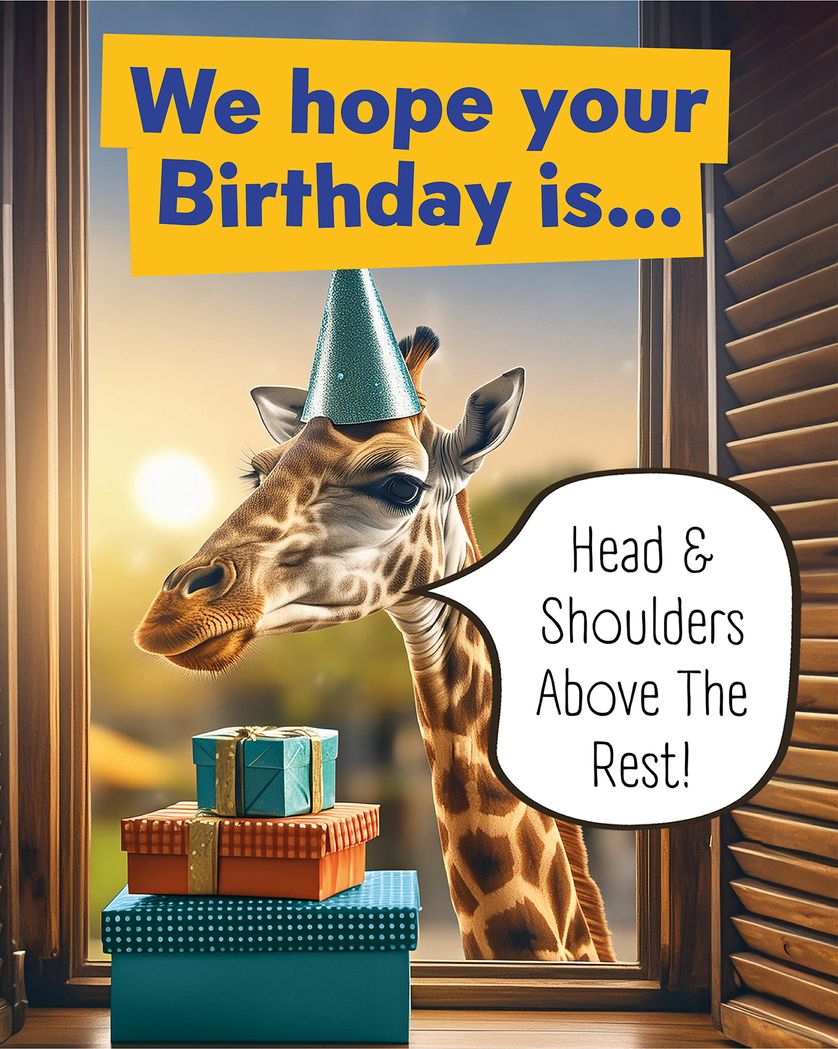 Card design "Funny Giraffe - Group birthday ecard"