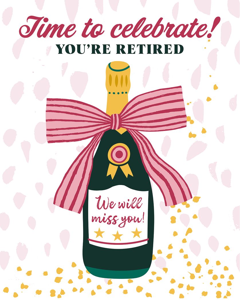 Card design "Retirement champagne - group retirement ecard"