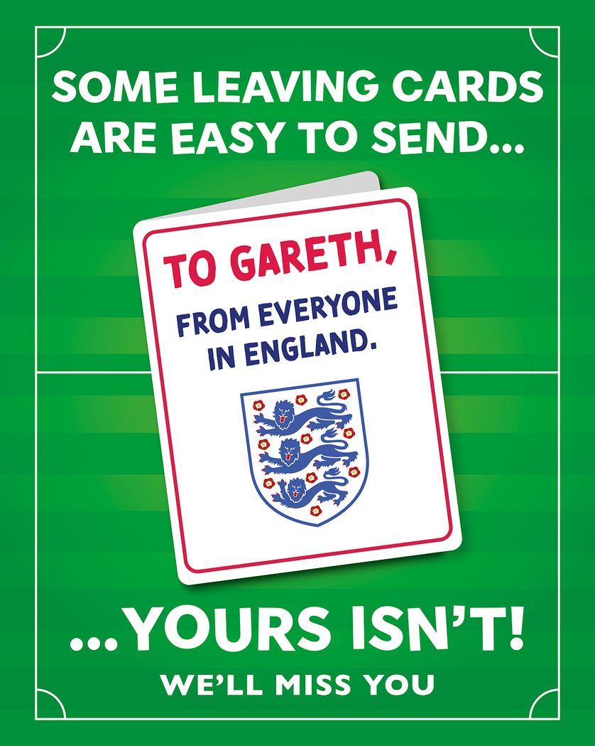 Card design "England euro heartbreak - group leaving card"