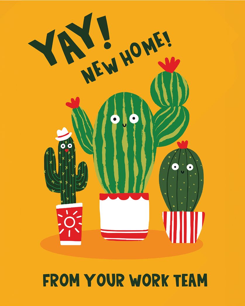 Card design "Happy Cacti - group New Home card"