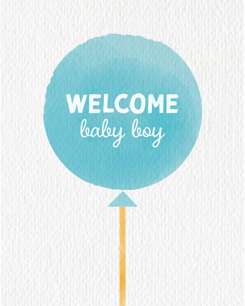 Card design "Watercolour balloon - group baby card"