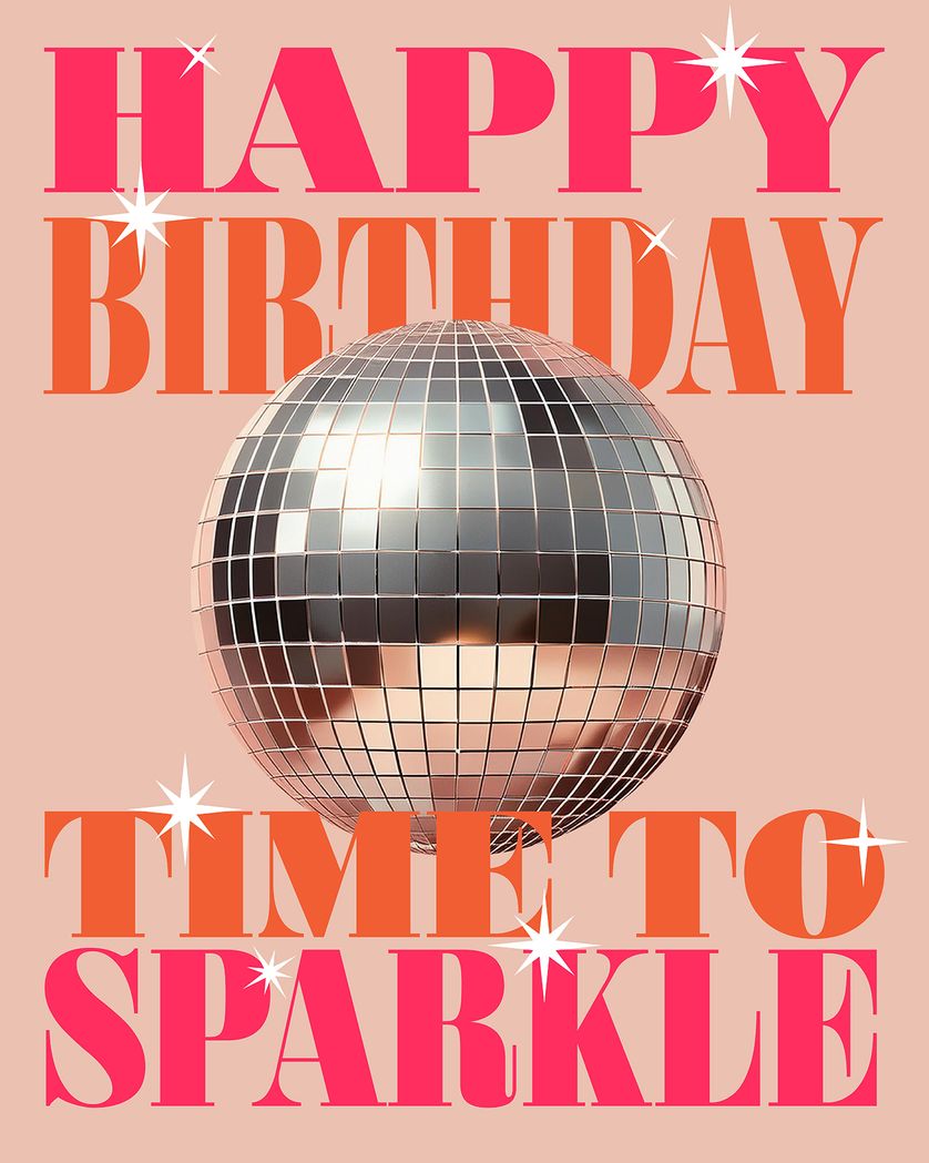 Card design "Trend disco ball - group birthday card"