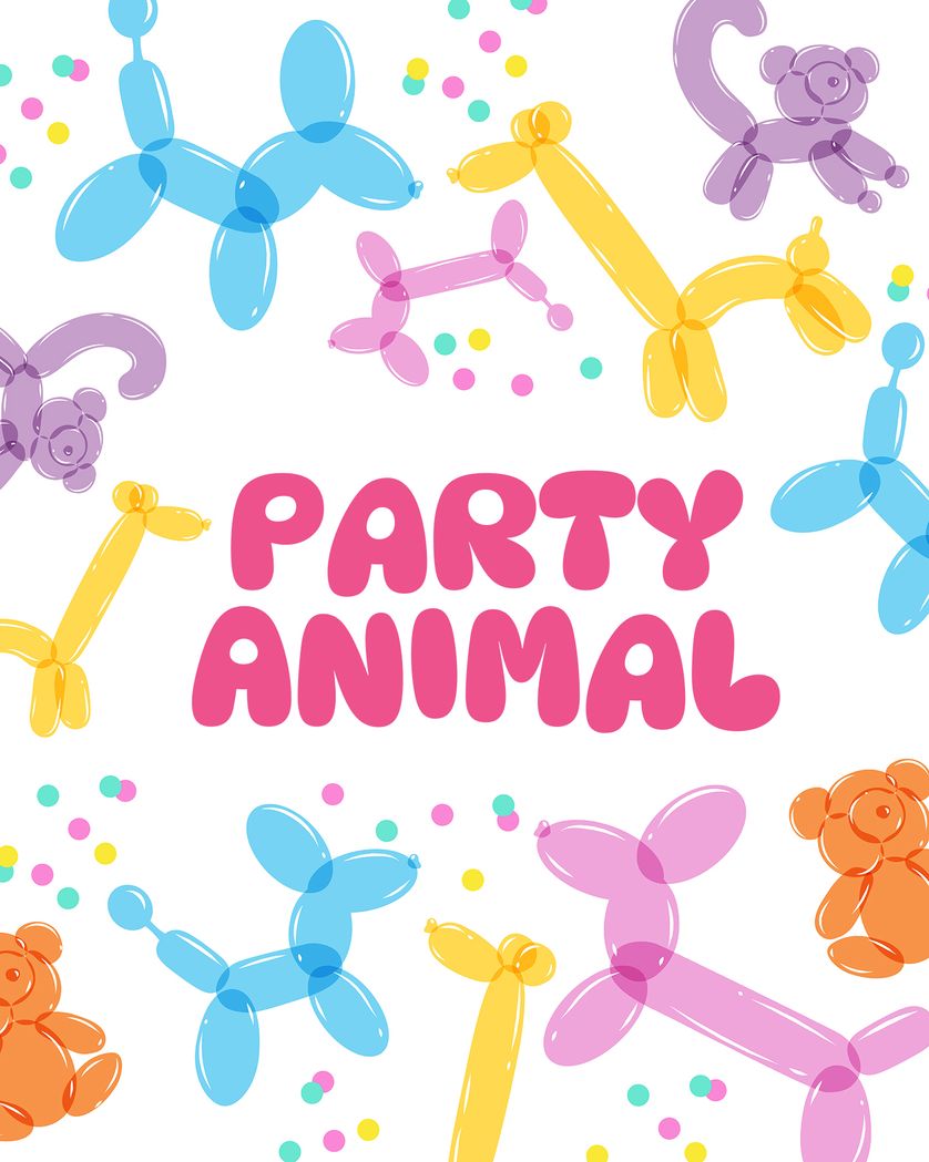 Card design "Balloon animals - group birthday card"