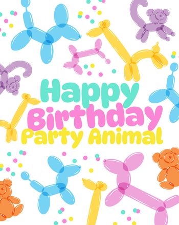Use Balloon animals - group birthday card