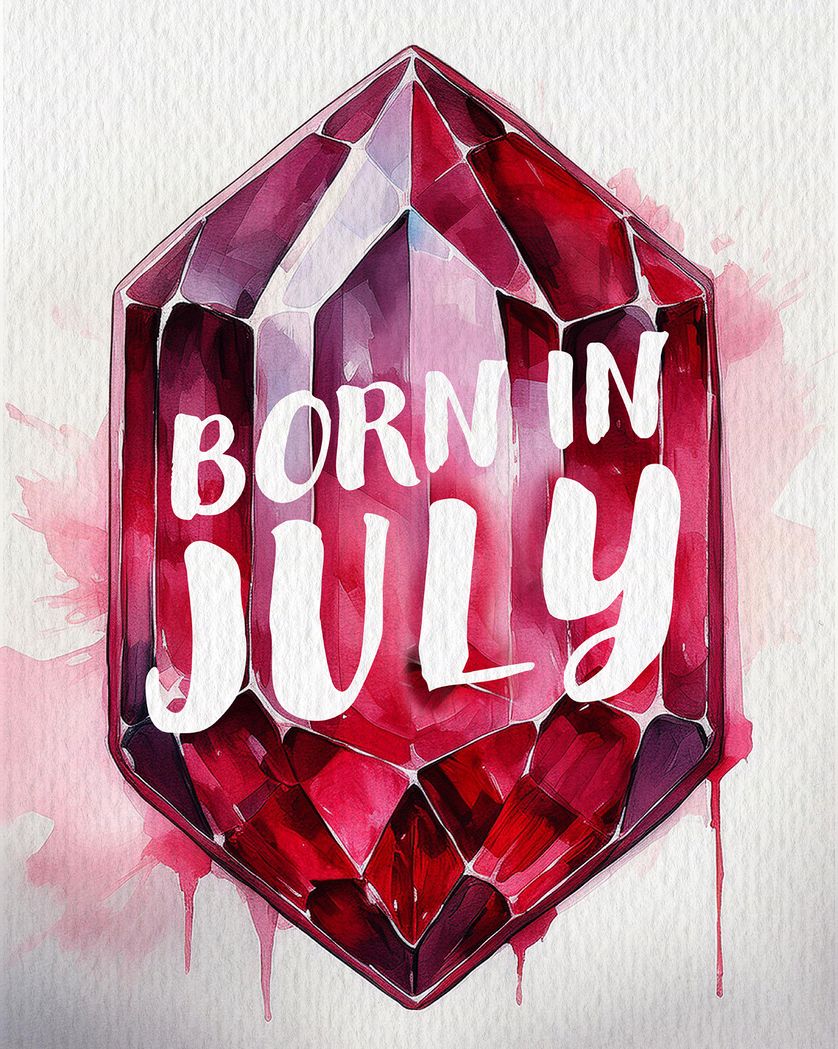 Card design "Birthstone ruby July - group birthday card"