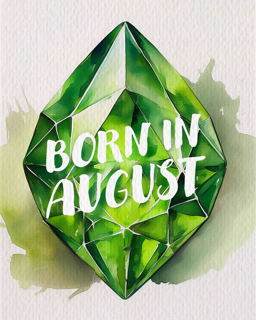 Card design "Birthstone peridot August - group birthday card"