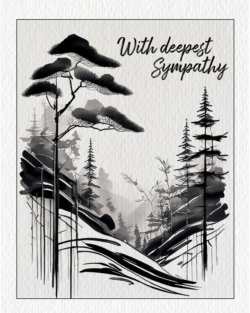 Card design "Japanese landscape - group sympathy ecard"