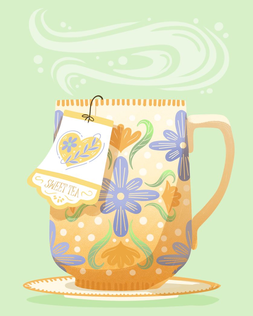 Card design "Cup of tea - feel better get well group card"