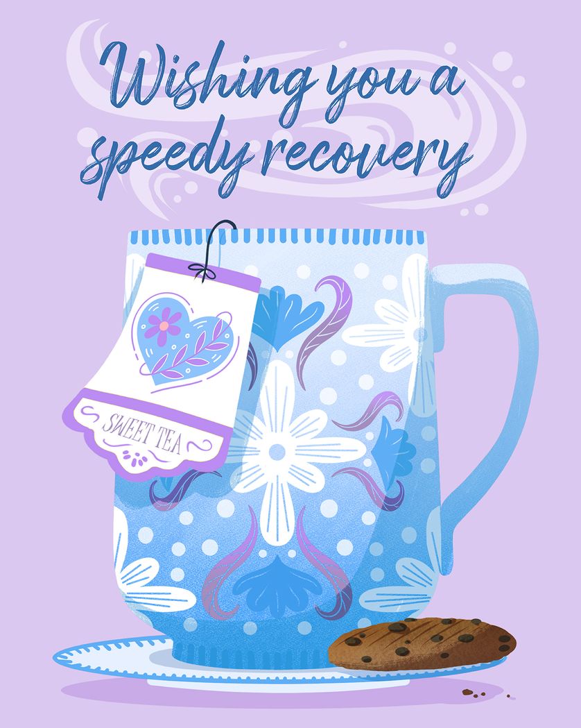 Card design "Cup of tea - feel better get well group card"