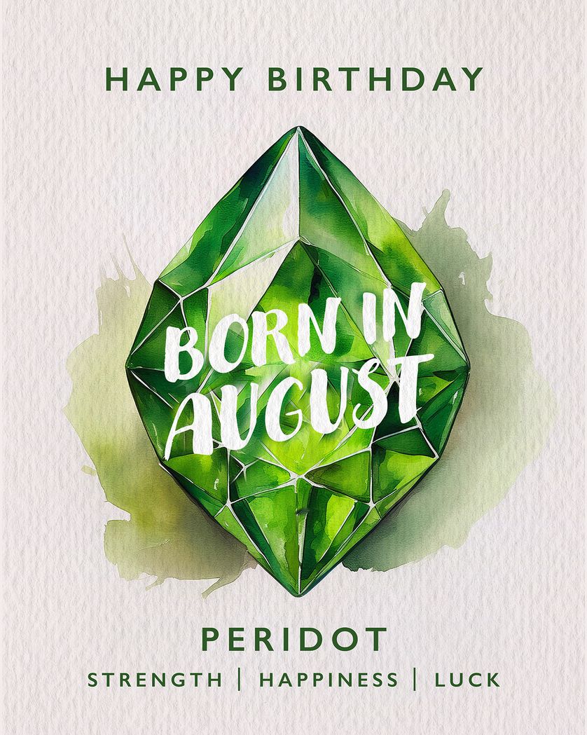 Card design "Birthstone peridot August - group birthday card"