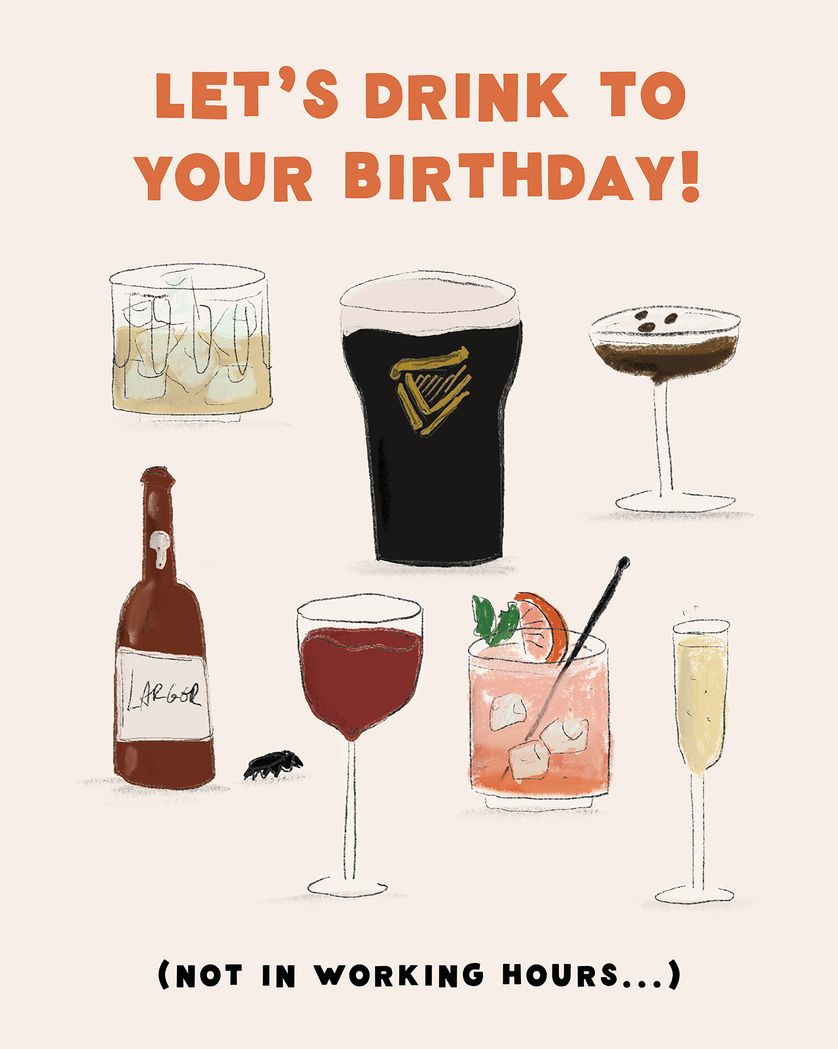 Card design "Drinks - group birthday card"