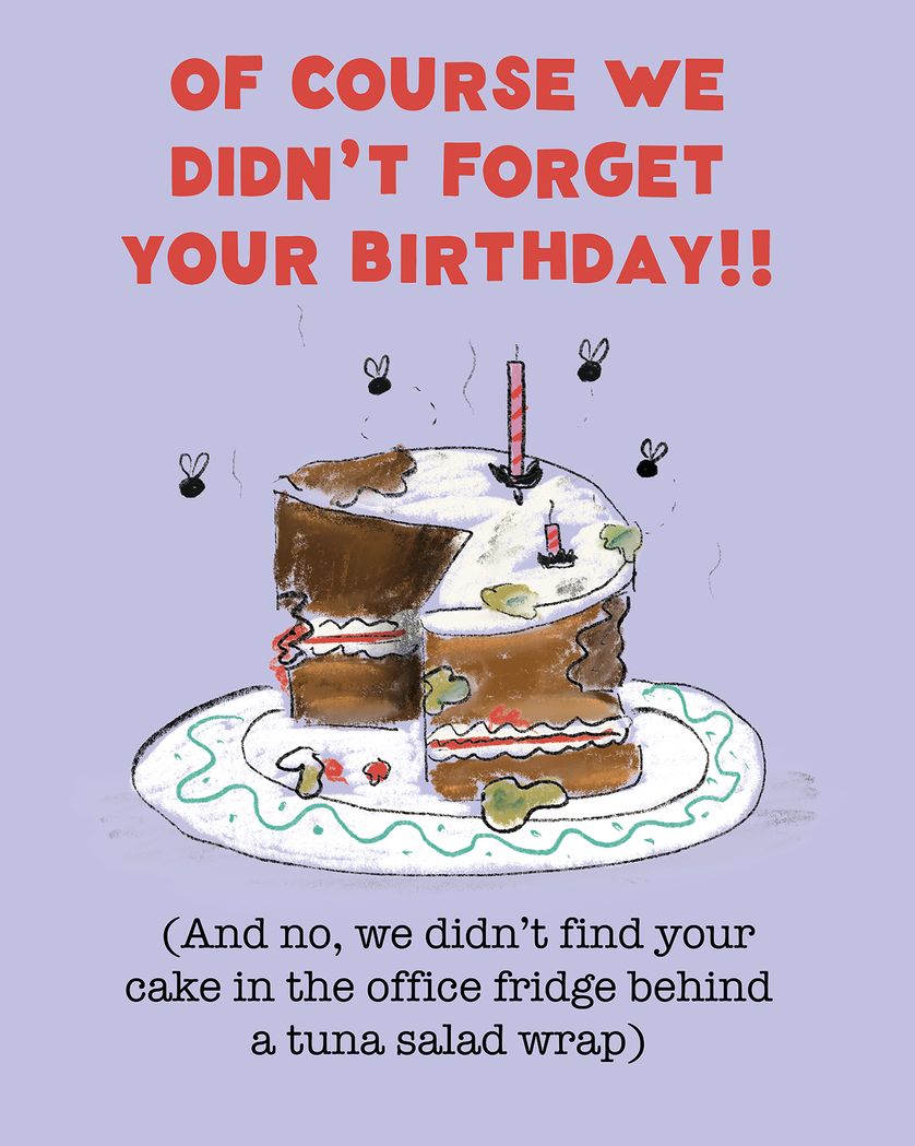 Card design "Funny belated birthday - group belated birthday ecard"