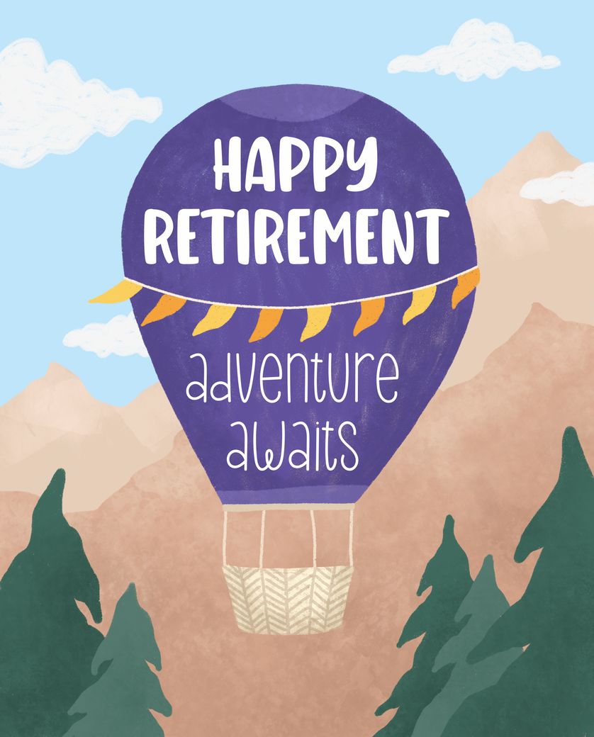 Card design "Balloon - group retirement ecard"