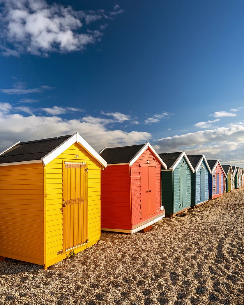 Card design "beach huts - blank group ecard"