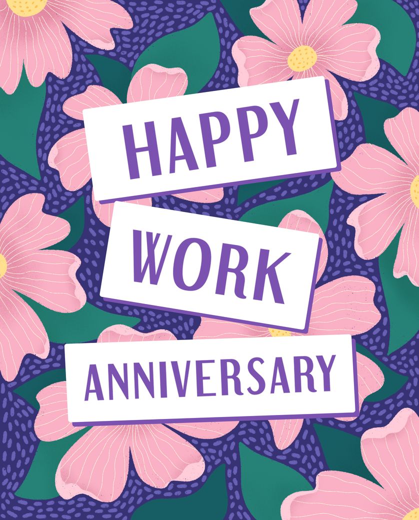 Card design "Work anniversary - group ecard"