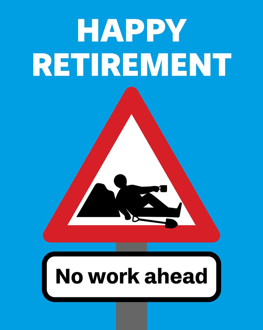 Card design "Road sign  - group retirement card"