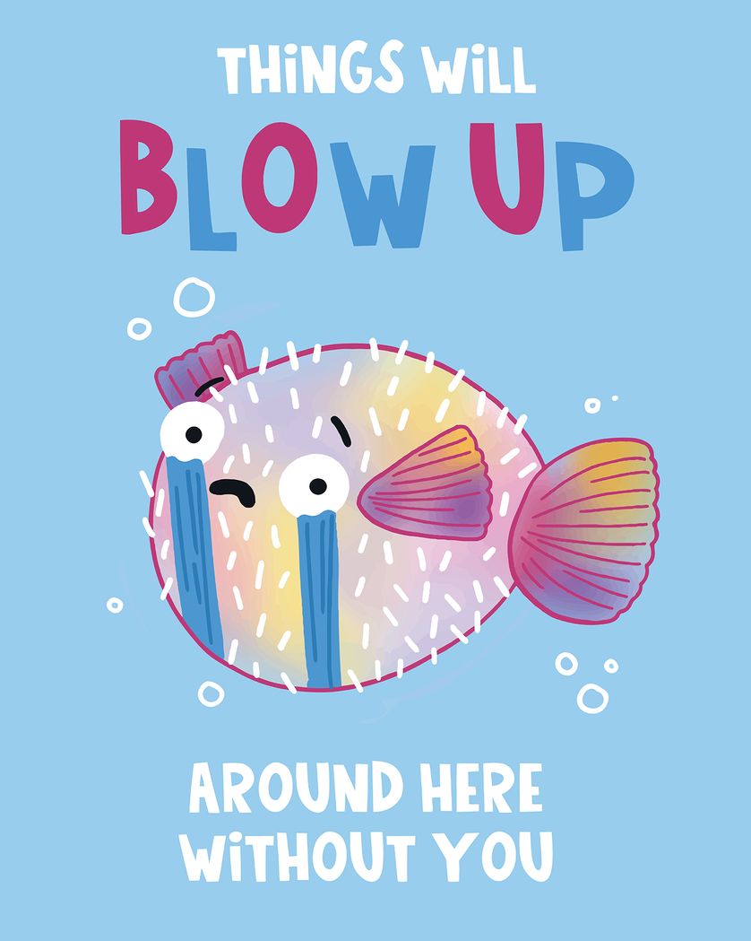 Card design "cute puffer fish - group leaving card"