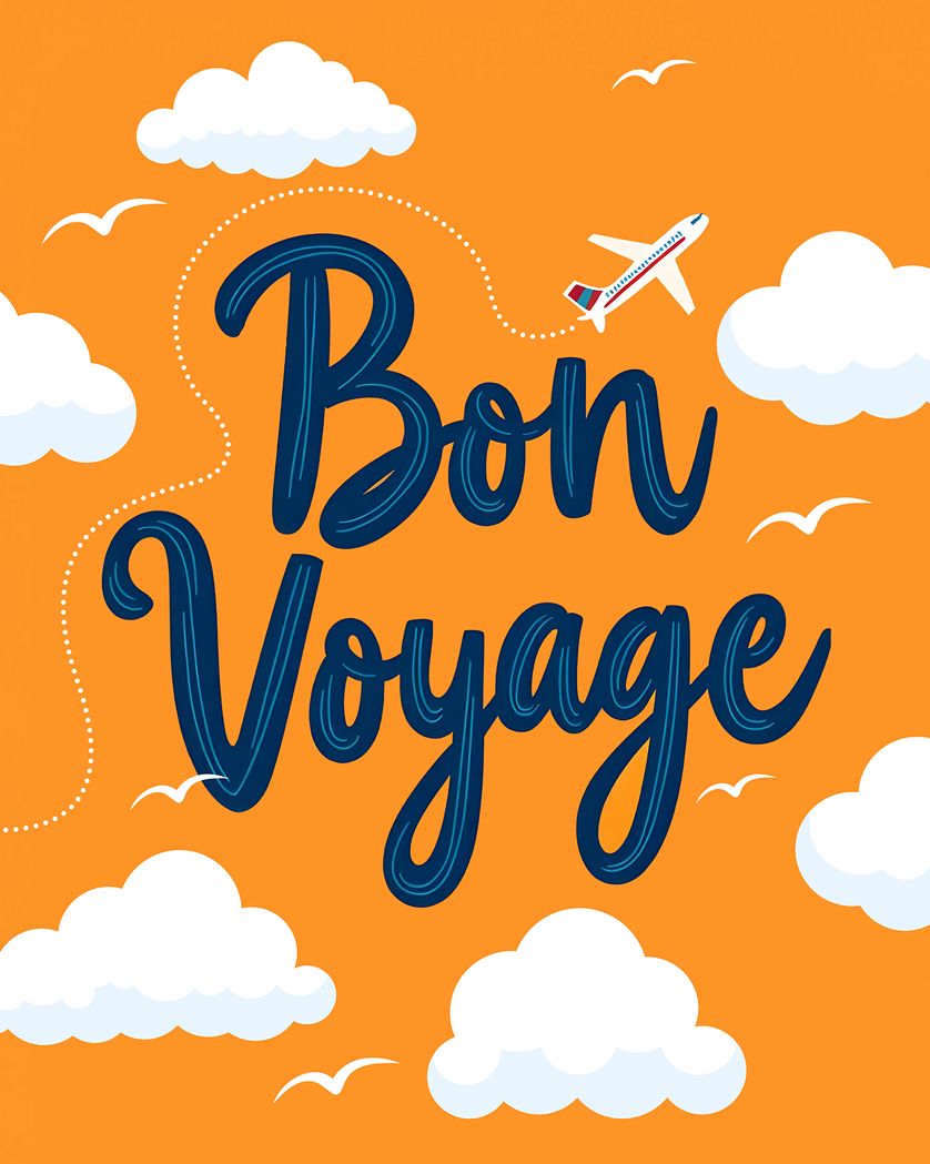 Card design "Bon voyage - group leaving ecard"