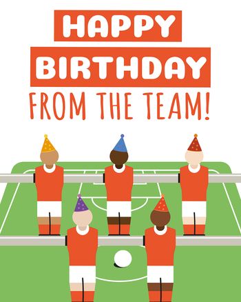 Use table football - group birthday card