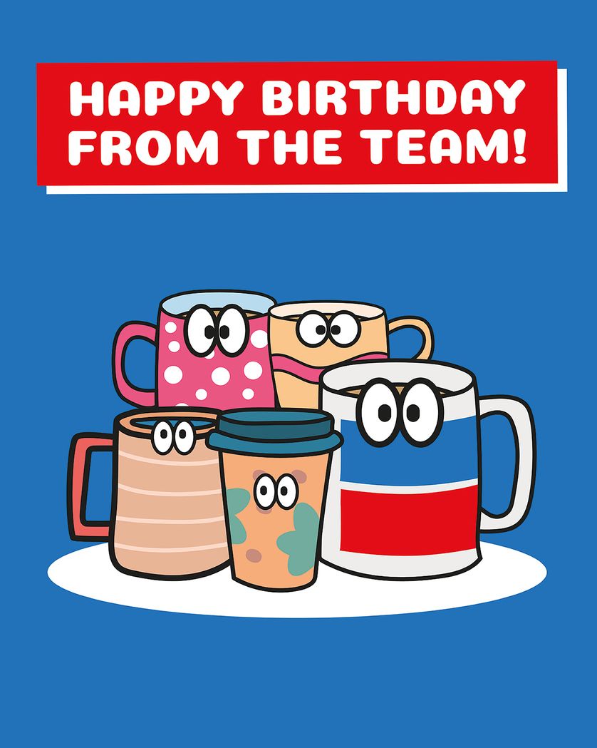 Card design "Mugs - group birthday card"